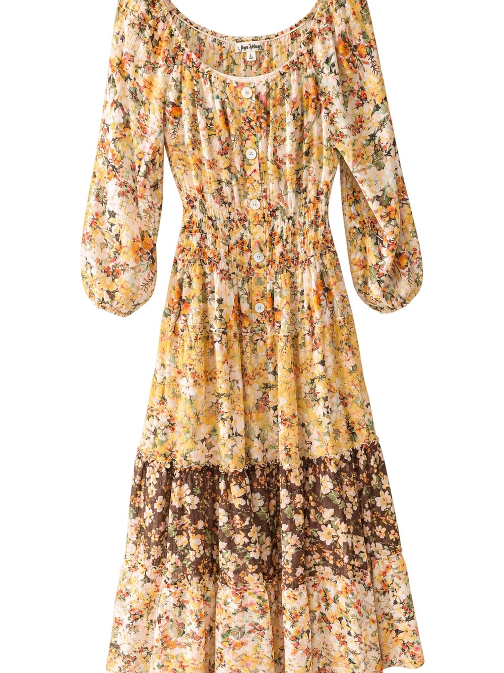 Floral Tiered Maxi Dress - Beige Floral - Picture 2 of 4
